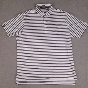 Polo Golf Ralph Lauren Polo Shirt Men XL White Purple Striped Stretch Lisle Golf